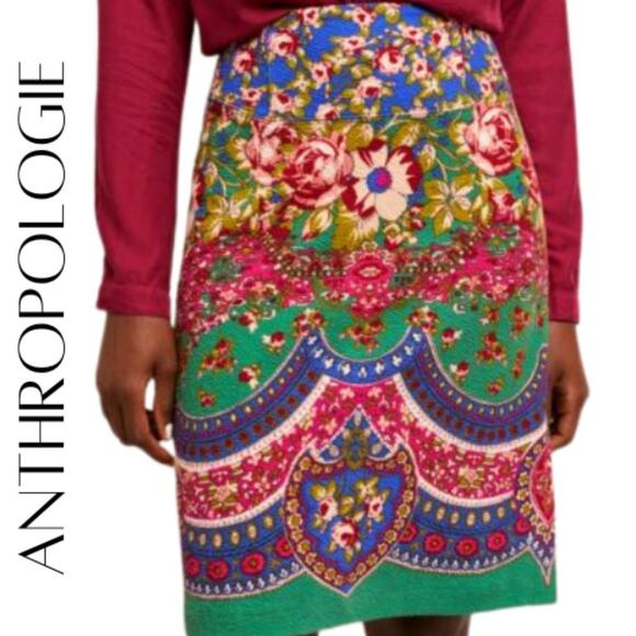 ANTHROPOLOGIE / MAEVE Sheffield Textured Floral Pencil Skirt, 0 - Picture 1 of 9